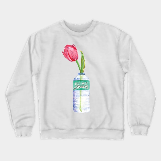 Nourish Tulip Bottle Watercolor Crewneck Sweatshirt by SweetBabushka